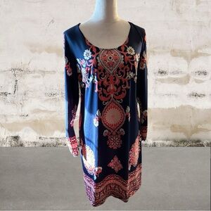 INC International Concepts Women's Blue Long Sleeve Sheath Dress Size Large